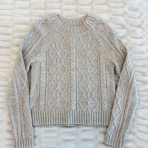 GAP Cream Cable Knit Crewneck Sweater
